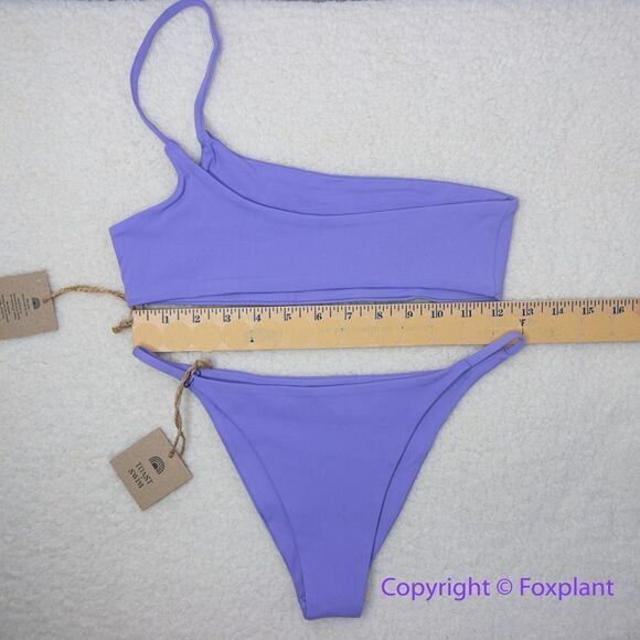 New! Set! Toast Signature One-Shoulder Bikini Top, String Bottom, purple, size M - Picture 6 of 13